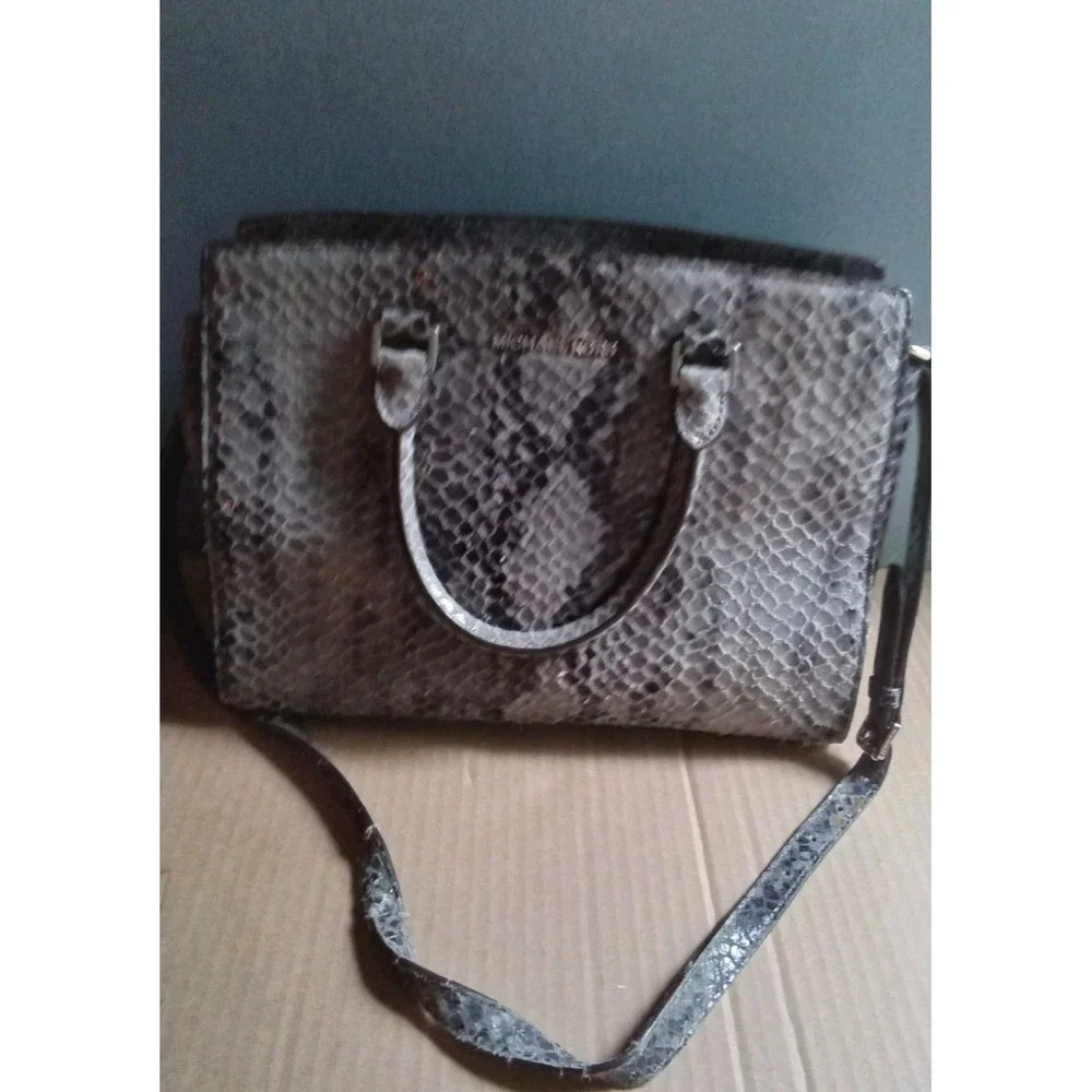 Michael Kors Snakeskin Embossed‎ Leather Satchel Crossbody Bag Purse